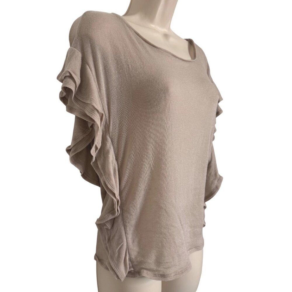 IRO Dalia Ruffle Pink Sand Size XS Oversized Semi Sheer $294 Blouse - Picture 9 of 15